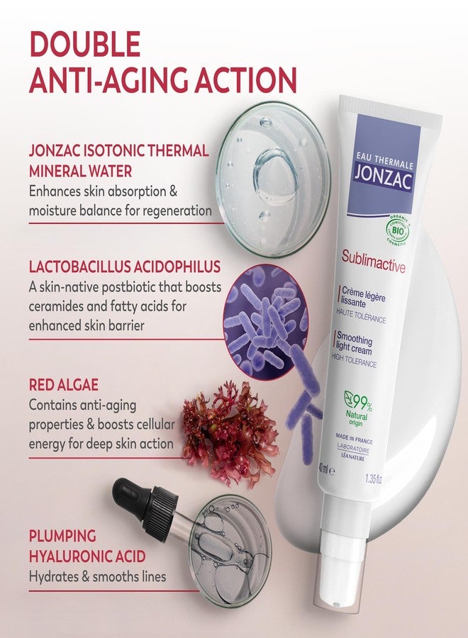 JONZAC Eau Thermale Sublimactive Organic Anti-Aging Smoothing Light Cream for Women - Firms and Smooths Skin - Light Texture - Natural Skin Care - Safe for Sensitive Skin - 1.35 fl oz - Image 3